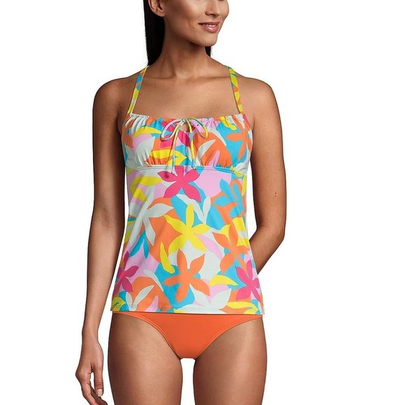 NWT Lands' End Women's Tie Front Underwire Tankini Swim Top Size 14 $75 FLF154 - Picture 1 of 5